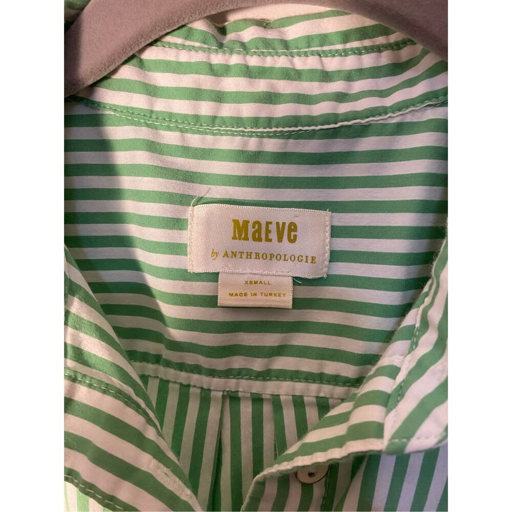 Anthropology Maeve green & white sleeveless button down blouse XS - Picture 4 of 4